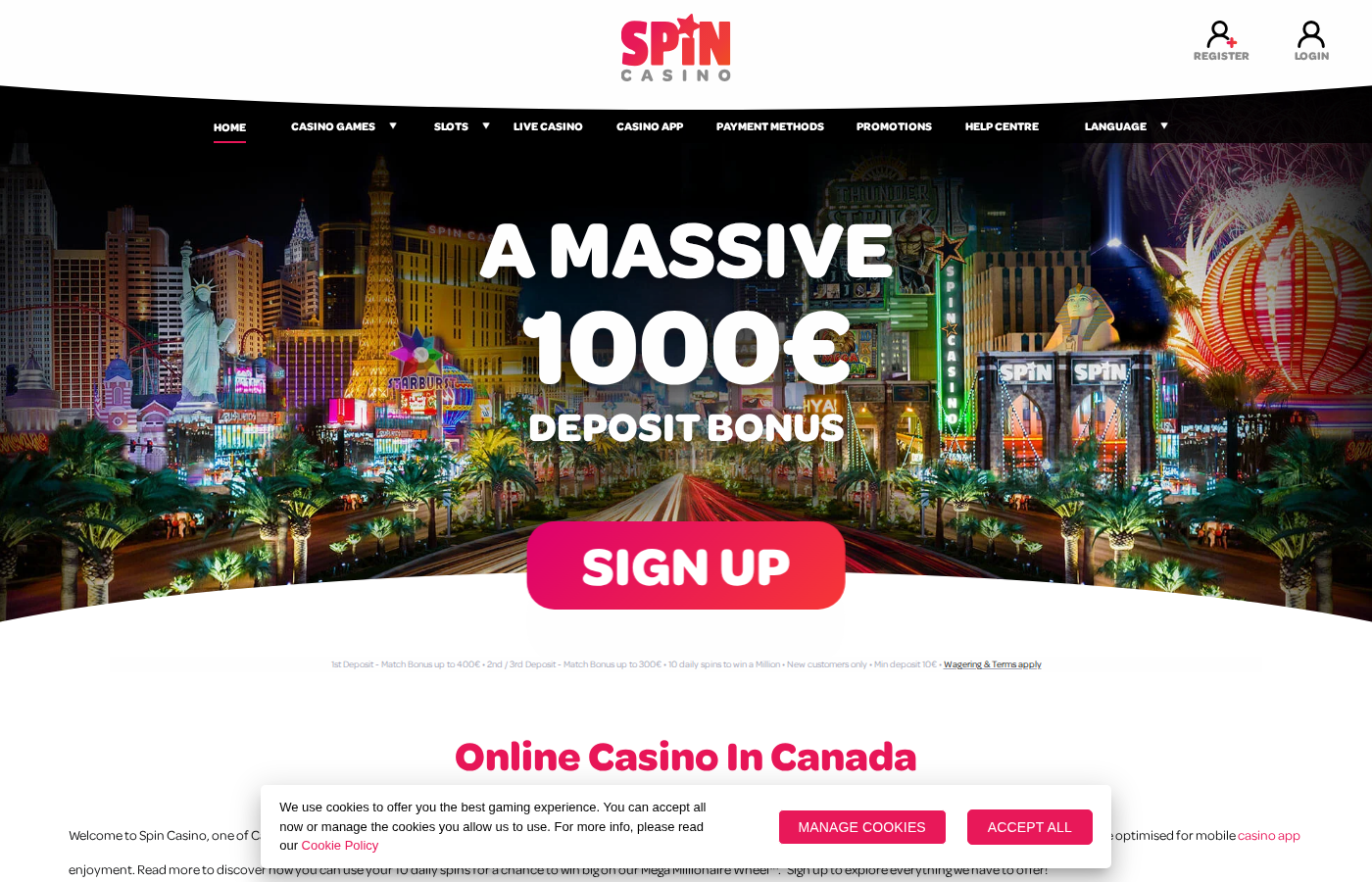 Spin Casino mobile app showing games and interface on smartphone